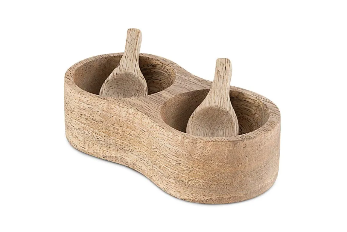 Milaku Mango Wood Salt & Pepper Server - Natural