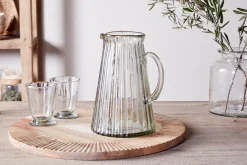 Minati Ribbed Glass Jug - Clear