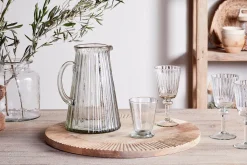 Minati Ribbed Glass Jug - Clear