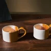 Mittee Ceramic Teacup Tealight Holder - Off White & Terracotta (Set of 2)
