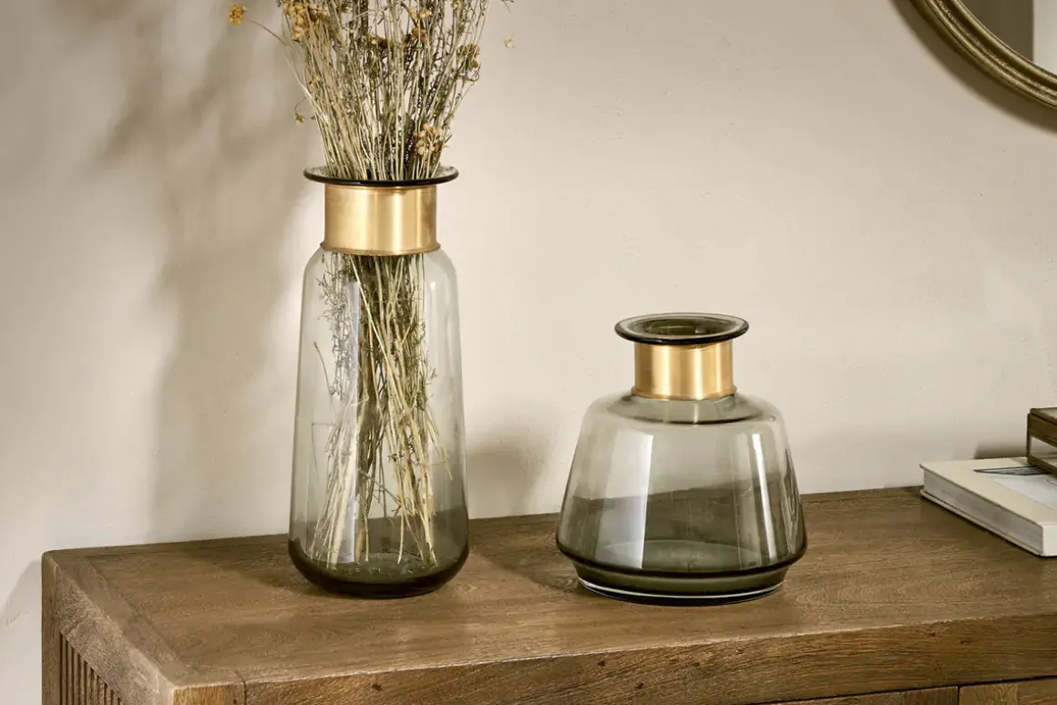 Miza Glass Vase - Smoke