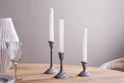 Moremi Candle Holders - Aged Zinc - (Set of 3)