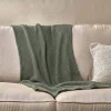 Moss Stitch Cotton Throw - Forest Green