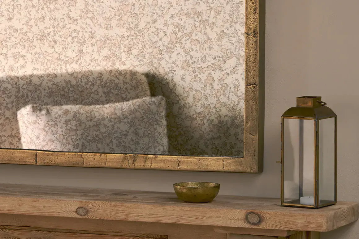 Murwara Antique Glass Arched Mirror - Antique Brass