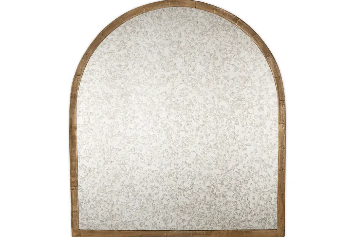 Murwara Antique Glass Arched Mirror - Antique Brass