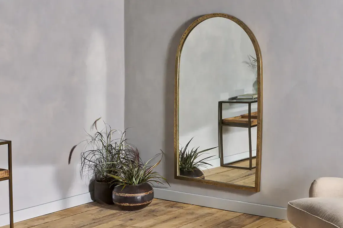 Murwara Full Length Arched Mirror - Antique Brass