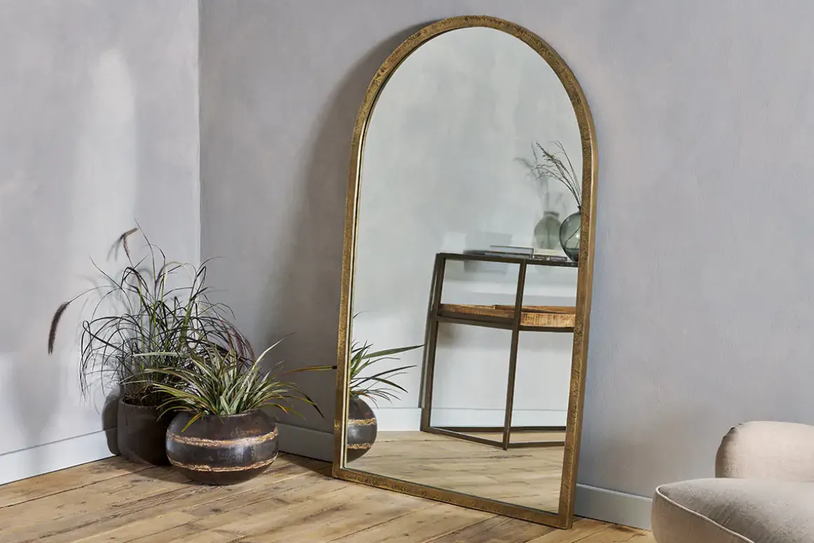 Murwara Full Length Arched Mirror - Antique Brass