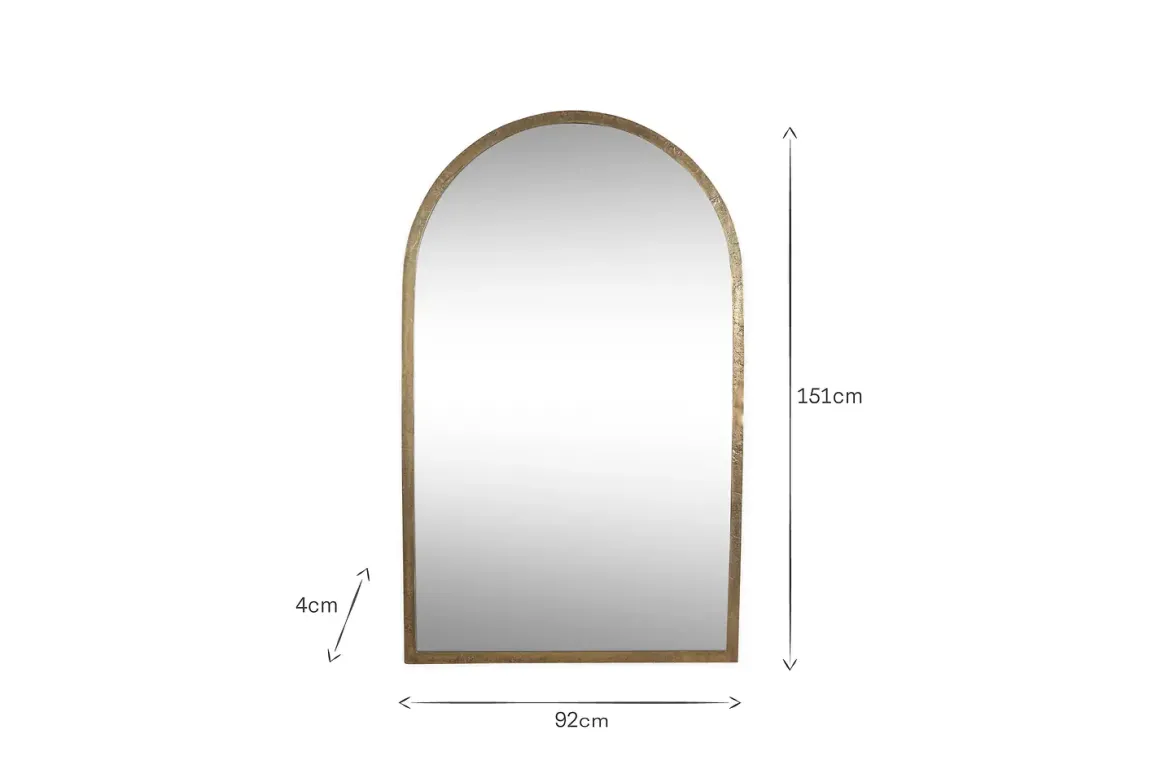 Murwara Full Length Arched Mirror - Antique Brass