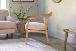 Nabhi Mango Wood & Cane Occasional Chair - Natural