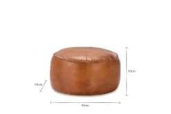 Nadu Leather Pouf - Aged Tan