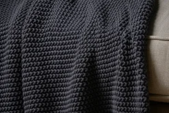 Nahan Moss Stitch Cotton Throw - Charcoal