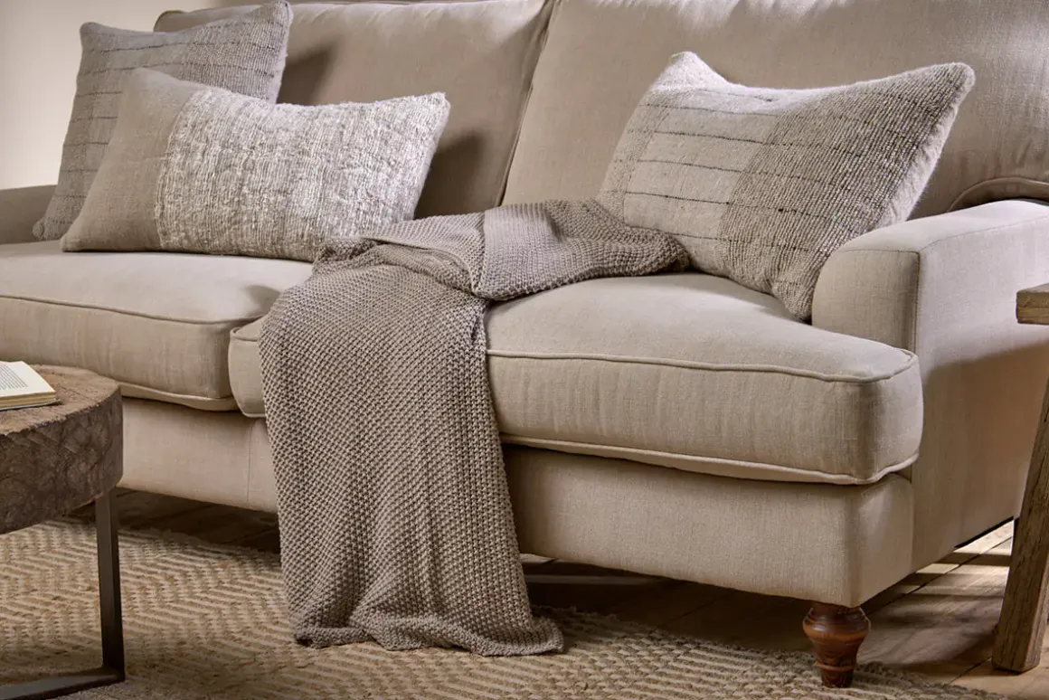 Nahan Moss Stitch Cotton Throw - Stone