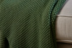 Nahan Moss Stitch Cotton Throw - Forest Green