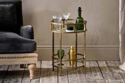 Nakuru Iron & Glass Drinks Table - Brass