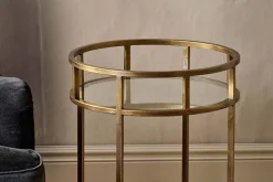 Nakuru Iron & Glass Drinks Table - Brass