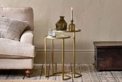 Nakuru Iron & Glass Side Table Set - Brass