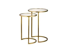 Nakuru Iron & Glass Side Table Set - Brass