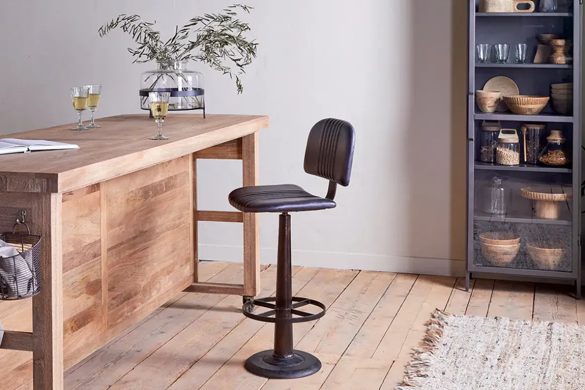 Narwana Bar Chair - Aged Black