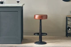 Narwana Leather Round Stool - Chocolate Brown
