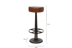Narwana Leather Round Stool - Aged Tan
