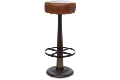 Narwana Leather Round Stool - Aged Tan