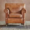 Narwana Ribbed Leather Armchair - Aged Tan