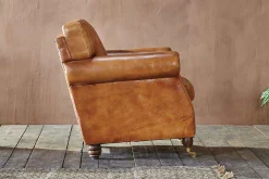 Narwana Ribbed Leather Armchair - Aged Tan