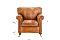 Narwana Ribbed Leather Armchair - Aged Tan
