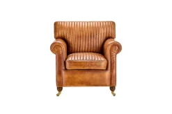 Narwana Ribbed Leather Armchair - Aged Tan
