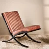 Narwana Ribbed Leather Lounger - Aged Tan