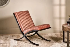 Narwana Ribbed Leather Lounger - Aged Tan