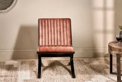 Narwana Ribbed Leather Lounger - Aged Tan