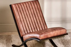 Narwana Ribbed Leather Lounger - Aged Tan