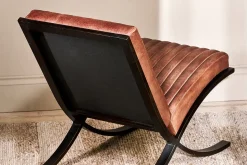 Narwana Ribbed Leather Lounger - Aged Tan