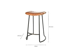Narwana Ribbed Leather Stool - Aged Tan - Small