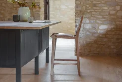 Nayan Leather & Jute Counter Chair - Tan