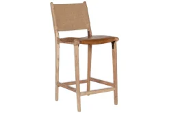 Nayan Leather & Jute Counter Chair - Tan