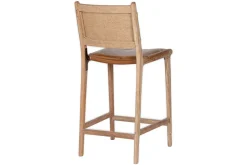 Nayan Leather & Jute Counter Chair - Tan