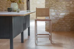 Nayan Leather & Jute Counter Chair - Tan