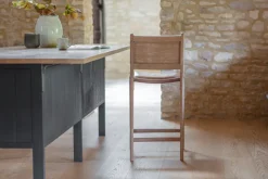 Nayan Leather & Jute Counter Chair - Tan