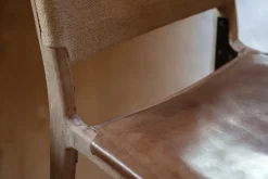 Nayan Leather & Jute Counter Chair - Tan