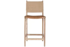 Nayan Leather & Jute Counter Chair - Tan