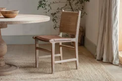 Nayan Leather & Jute Dining Chair - Tan