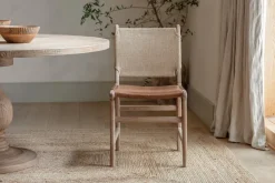 Nayan Leather & Jute Dining Chair - Tan