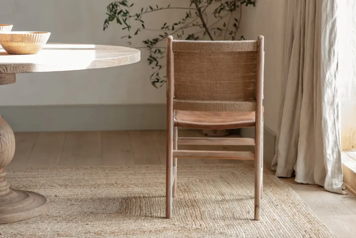 Nayan Leather & Jute Dining Chair - Tan