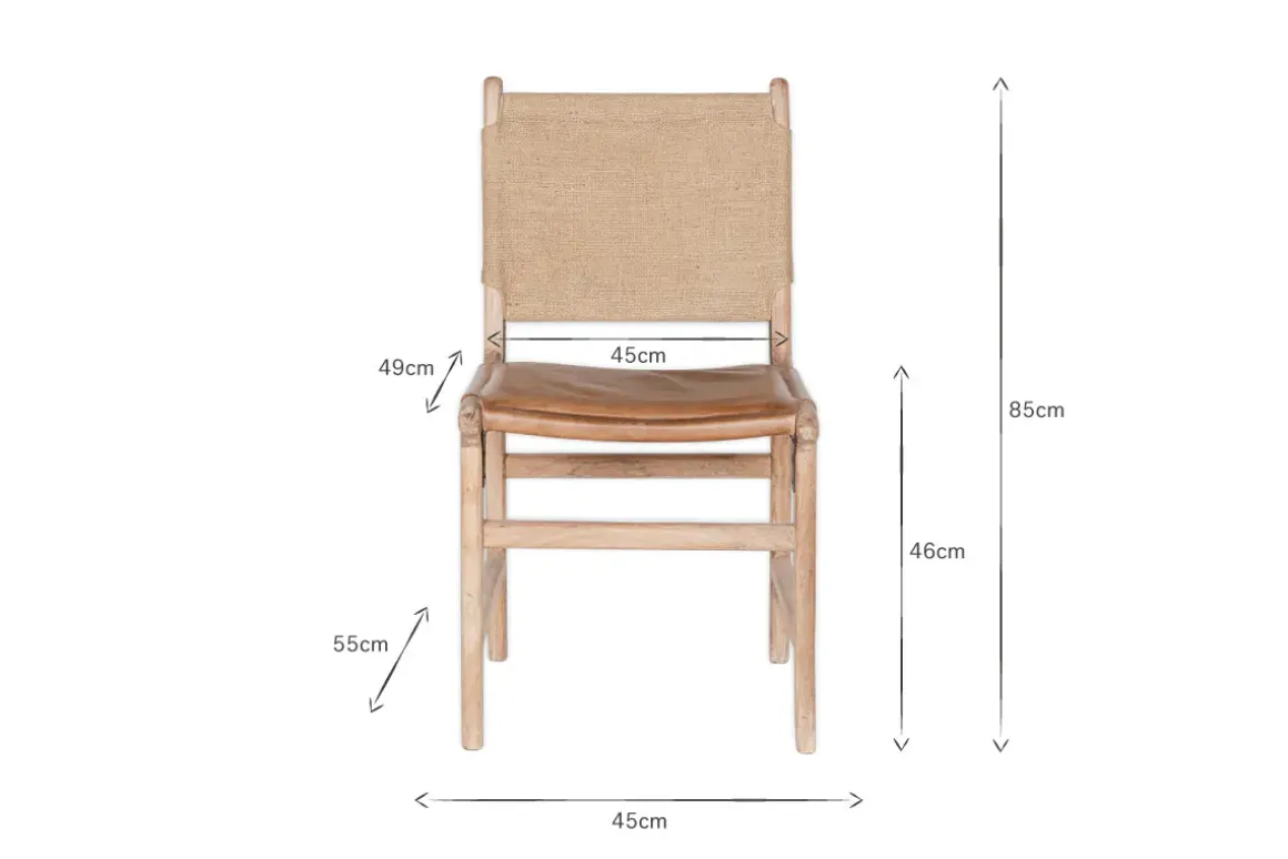 Nayan Leather & Jute Dining Chair - Tan