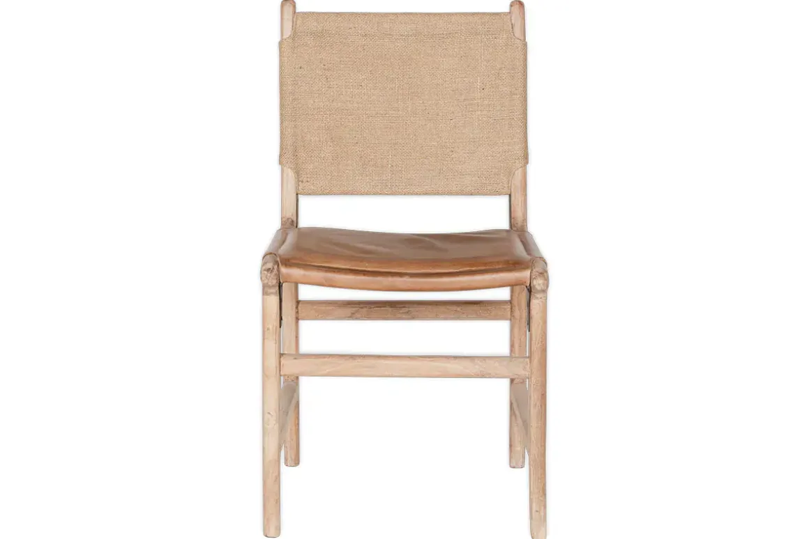 Nayan Leather & Jute Dining Chair - Tan