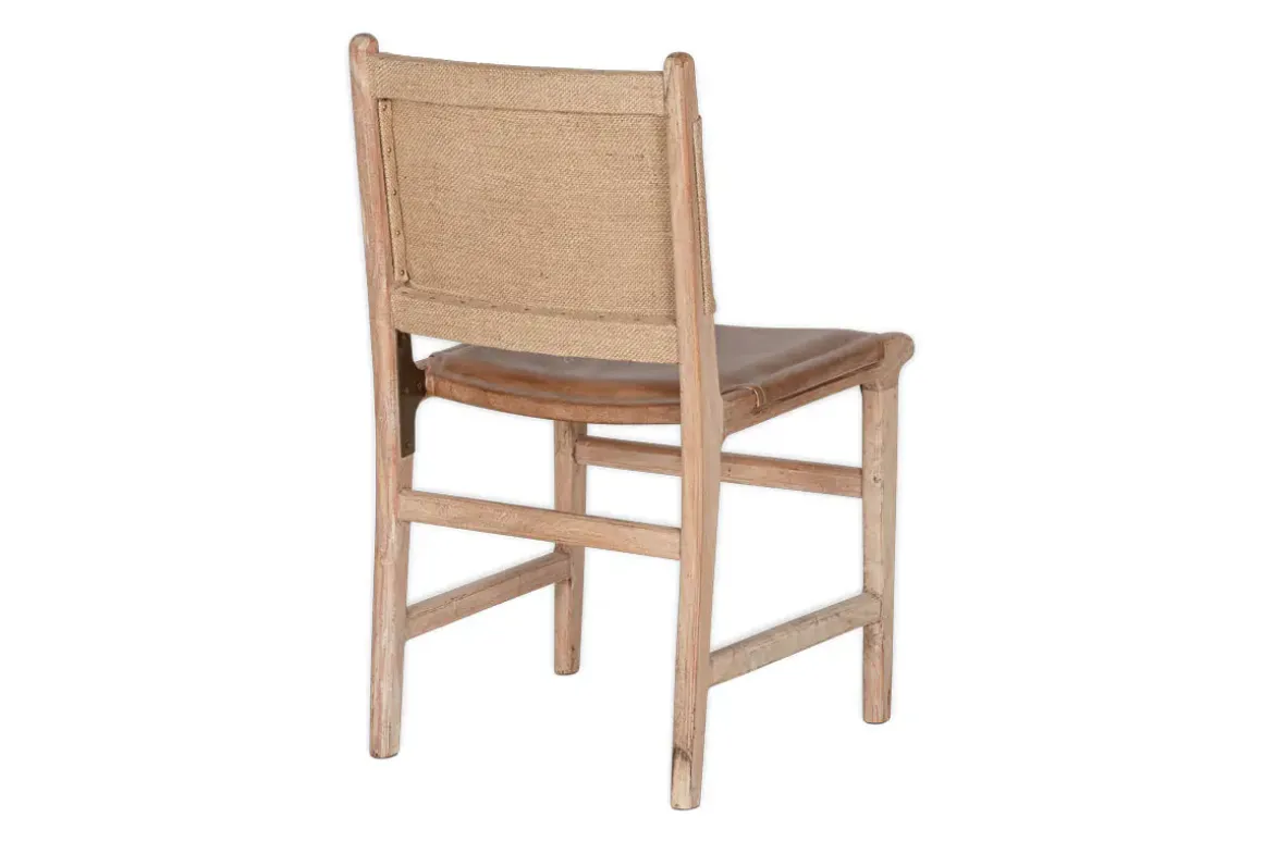 Nayan Leather & Jute Dining Chair - Tan