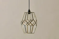 Nazat Panelled Glass Easy Fit LampShade - Clear & Antique Brass