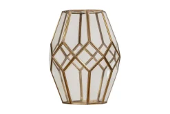 Nazat Panelled Glass Easy Fit LampShade - Clear & Antique Brass